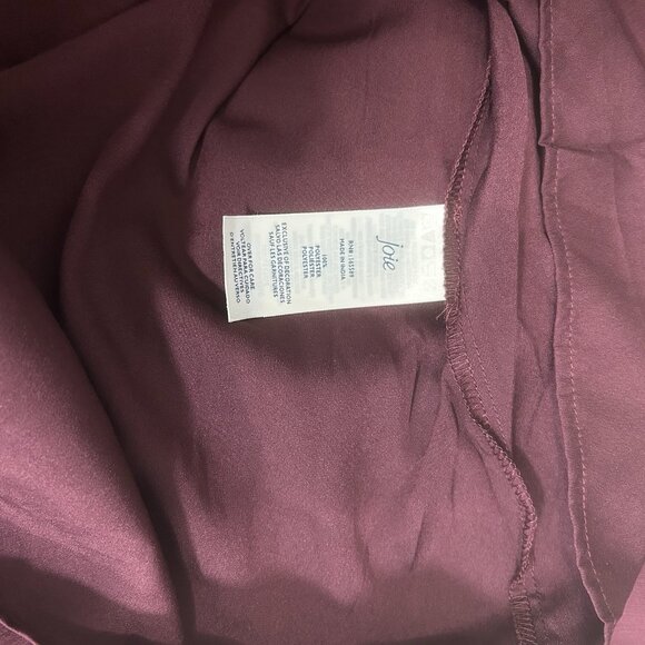 $278 Joie Deep‎ Wine Balloon Long Sleeve Smocked Neck Blouse Sz XXL Boho Chiffon - Picture 10 of 12